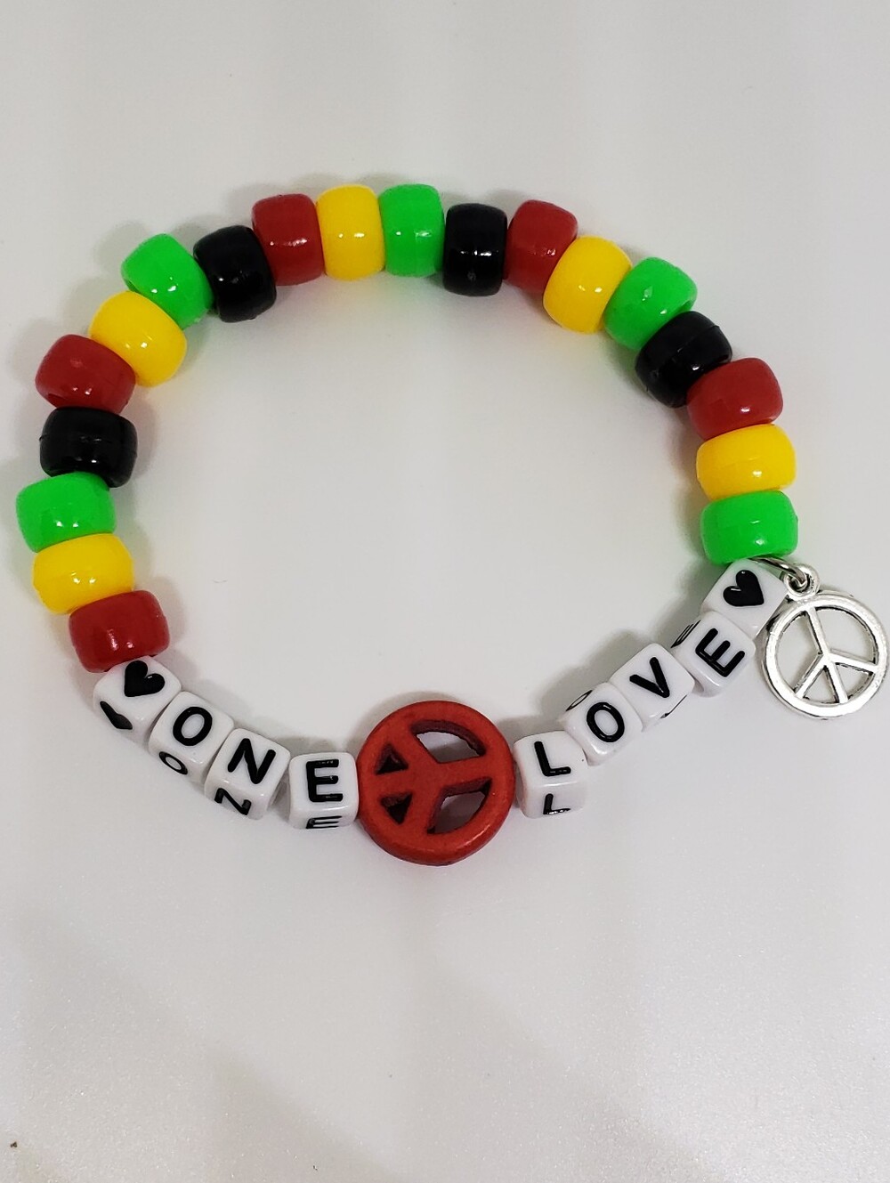 Handmade Peace Rasta One Love Kandi Bracelet
